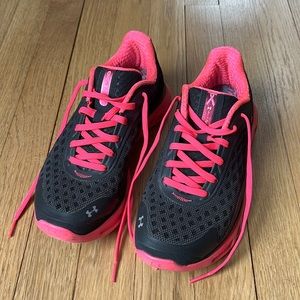 Under Armour Black and Pink Spine Breast Cancer Running Shoe